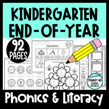 Preview of Kindergarten May and June Phonics and Literacy Packet | End of Year Worksheets