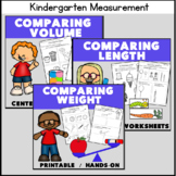 Kindergarten Measurement CENTERS + Worksheets Compare Leng