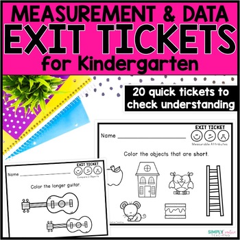 Preview of Kindergarten Measurement Math Exit Tickets, Exit Slips, Sorting & Classifying