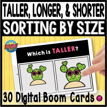 Preview of Kindergarten Measurement Shorter Longer and Taller Digital Boom Cards