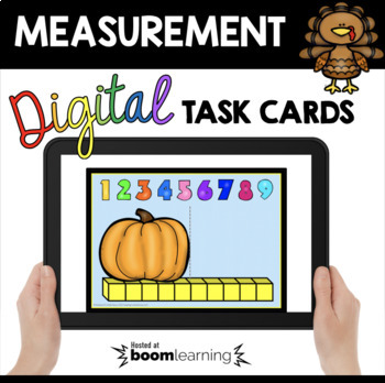 Preview of Kindergarten Measurement - Thanksgiving Boom Cards™ for Kindergarten November