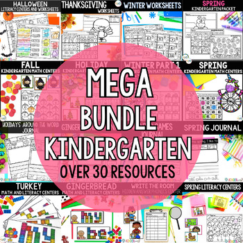 Preview of Kindergarten Mega Bundle: A Full Year of Centers & Worksheets