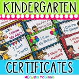 Kindergarten Milestone Award Certificates (Tie My Shoes, K