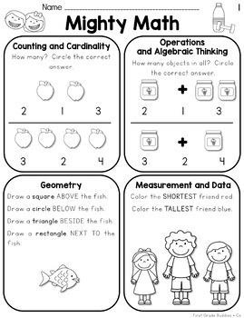 kindergarten spiral review math worksheets weekly cc aligned sheets