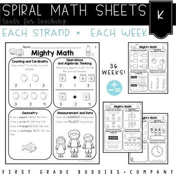 kindergarten spiral review math worksheets weekly cc