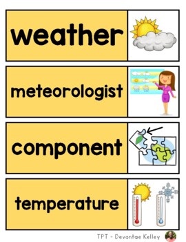 Preview of EL Education Kindergarten Module 2 Vocabulary Cards - Weather Word Wall