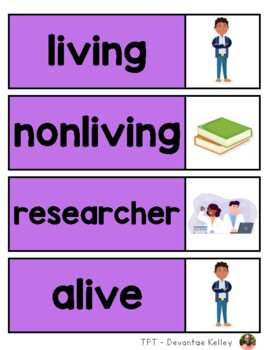 Preview of EL Education Kindergarten Module 3 Vocabulary Cards - Living Things Word Wall