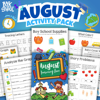 Preview of Kindergarten Monthly Activity Pack - August