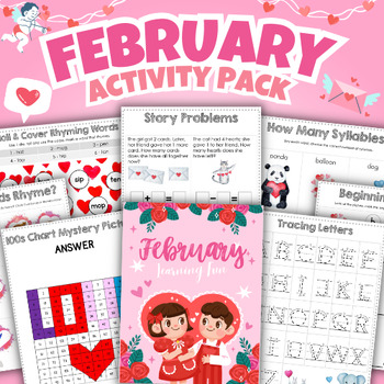 Preview of Kindergarten Monthly Activity Pack - February