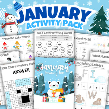 Preview of Kindergarten Monthly Activity Pack - January