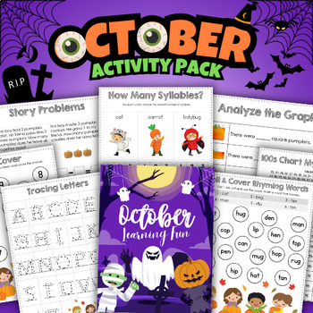 Preview of Kindergarten Monthly Activity Pack - October