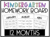 Kindergarten Monthly Homework Activities