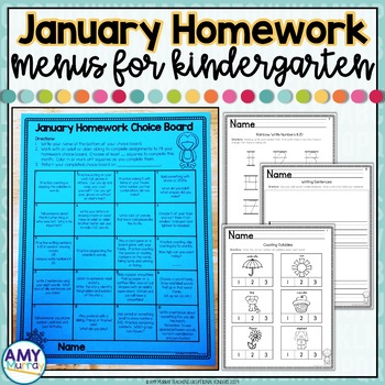 Preview of Kindergarten Homework Menu January