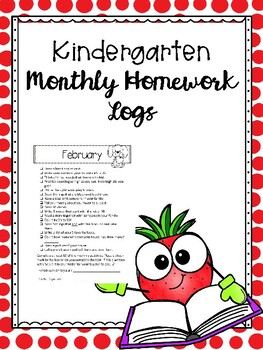 Preview of Kindergarten Monthly Homework Logs - Homework Calendars