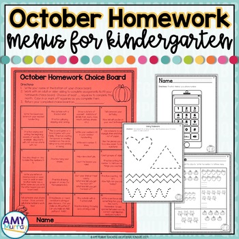 Preview of Kindergarten Homework Menu October