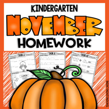 Preview of Kindergarten Monthly Homework or Morning Work | November 