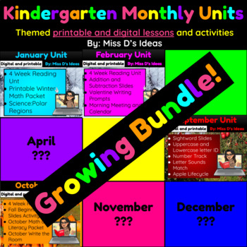 Preview of Kindergarten Monthly Units-GROWING BUNDLE(($45 VALUE!))