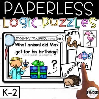 Preview of Kindergarten Problem Solving | 1st Grade Paperless Logic Puzzles SET 1