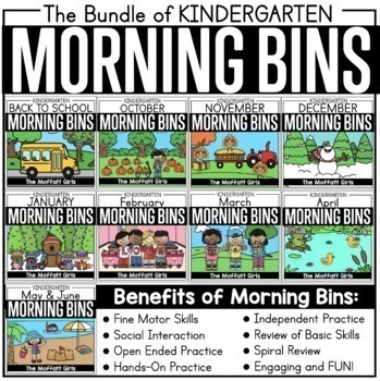 Preview of Kindergarten Morning Bins, Work, Shapes, Number Tracing, Patterns, Sequencing