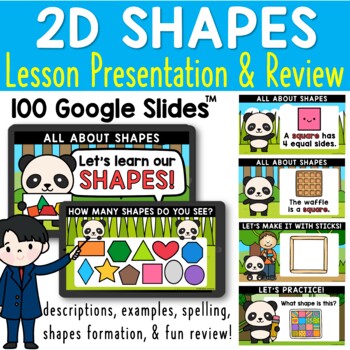 Preview of 2D Shapes Display Google Slides™ Lesson Kindergarten Morning Work