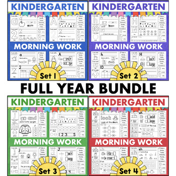 Preview of Kinder Morning Work Kindergarten Math & Literacy Bell Ringers BUNDLE Full Year