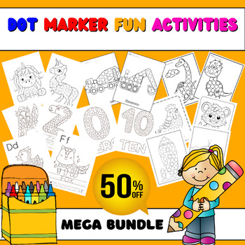 Preview of Kindergarten Morning Work Dot Marker Coloring Fun Worksheets MEGA BUNDLE