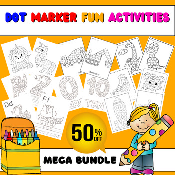 Preview of June Kindergarten Morning Work Dot Marker Coloring Worksheets MEGA BUNDLE