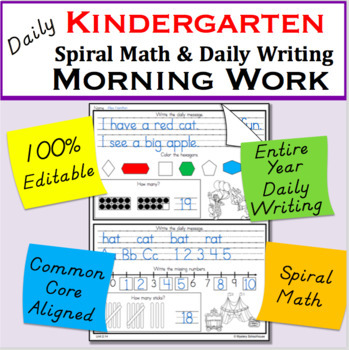 Preview of Kindergarten Morning Work Entire Year (Spiral Math and Writing)