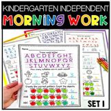 Kindergarten Morning Work Literacy and Math Worksheets Set One
