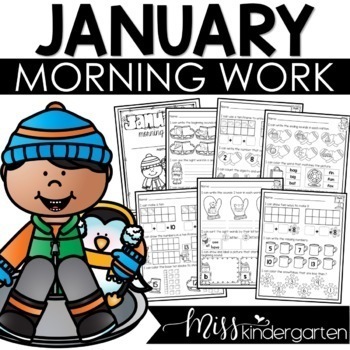 Preview of January Morning Work for Kindergarten | Winter Morning Work