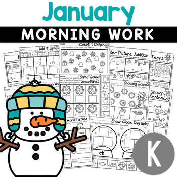 Preview of Kindergarten Morning Work | January (Winter) Worksheets