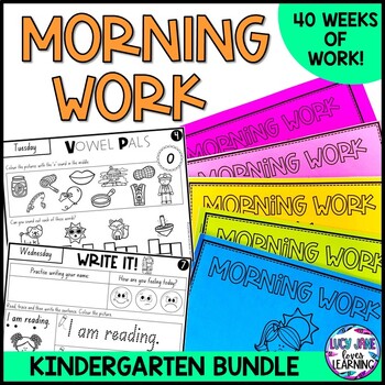 Preview of Kindergarten Morning Work | Math and Literacy Independent Work | Year Bundle
