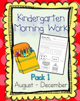 Preview of Kindergarten Morning Work Pack 1 (August-December)