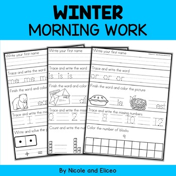 Preview of Winter Kindergarten Morning Work