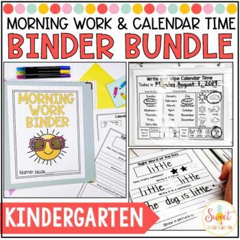 Preview of Kindergarten Morning Work Binder with Calendar Time Binder Bundle