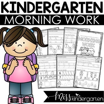 Preview of Kindergarten Morning Work for August Back to School Activities