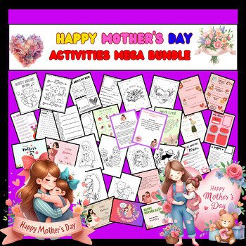 Preview of Kindergarten Mothers day Activities : Coloring, Writing, Lesson Plan, Gift Cards