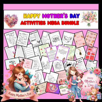 Preview of Kindergarten Mothers day Centers: Coloring, Writing, Lesson Plan, Gift Cards..