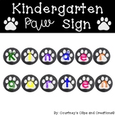 Kindergarten Multi-Colored Paw Banner - Sign