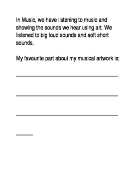 Preview of Kindergarten Music Art Reflection Sheet