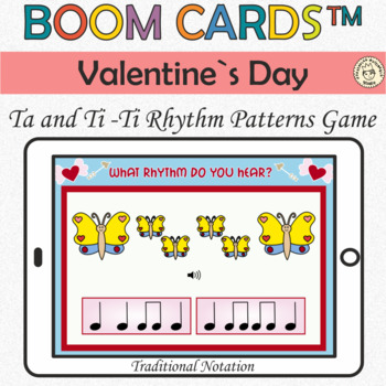 Preview of Kindergarten Music Boom Cards™ | Valentine`s Day Rhythm Game | Ta & Ti-Ti