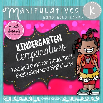 Preview of Kindergarten Music Flashcards - Comparatives High Low Fast Slow Loud Soft