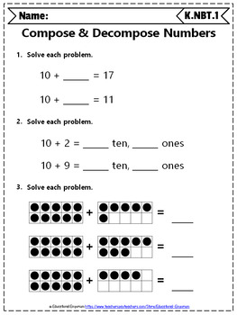 kindergarten nbt worksheets number operations in base ten worksheets k