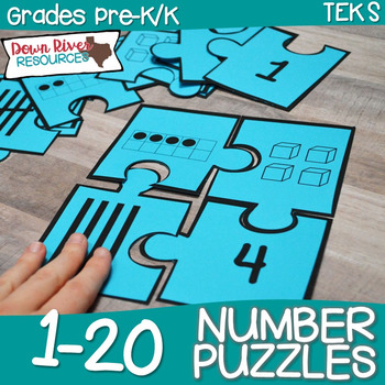 Preview of Kindergarten NEW Math TEKS K.2BD: Number Puzzles (Numbers 1-20)