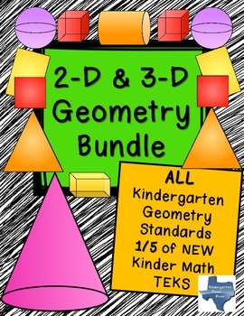 Preview of Kindergarten NEW Math TEKS: K.6ABCDEF: Complete Geometry 2D & 3D Shapes Bundle
