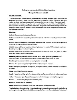 Preview of Kindergarten NGSS Interdependence Unit Plans