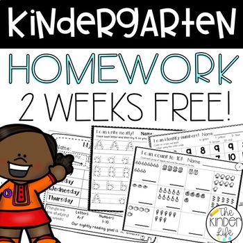 Preview of Kindergarten Homework Freebie | NO PREP Homework | Easily Differentiated