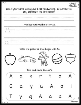 FREE Kindergarten NO PREP Homework by Danielle Murphy - Shimmer Sparkle