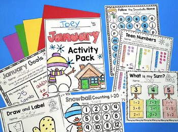 Snowman Math and Reading Activities - Winter Worksheets - Kindergarten