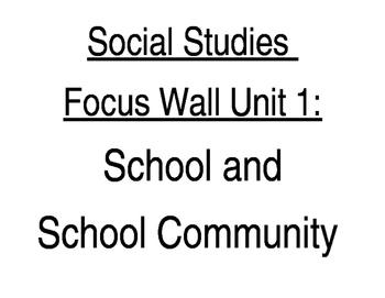 Preview of Kindergarten NYC DOE Social Studies Unit 1 Focus Wall School Community